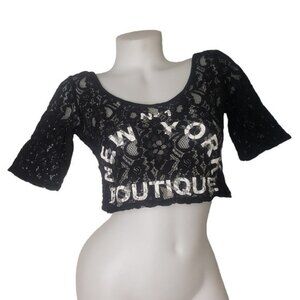 BELLA KIBELLA NO 1 NEW YORK BOUTIQUE CROPPED BLACK LACE SHEER TOP SIZE 38